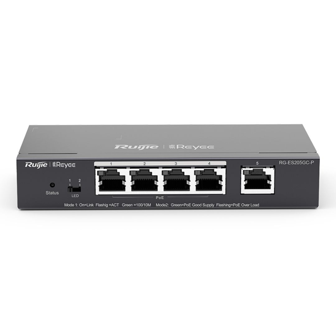RG-ES205GC-P, 5-Port Gigabit Smart Cloud Managed PoE Switch
