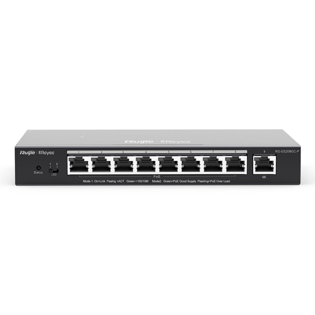 RG-ES209GC-P, 9-Port Gigabit Smart Cloud Managed PoE Switch