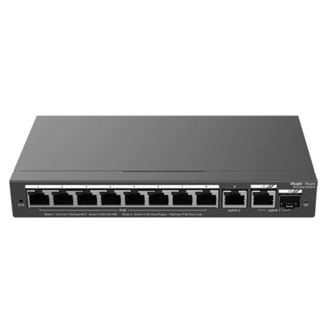 RG-ES210GS-P, 10-Port Gigabit Smart Cloud Managed PoE Switch